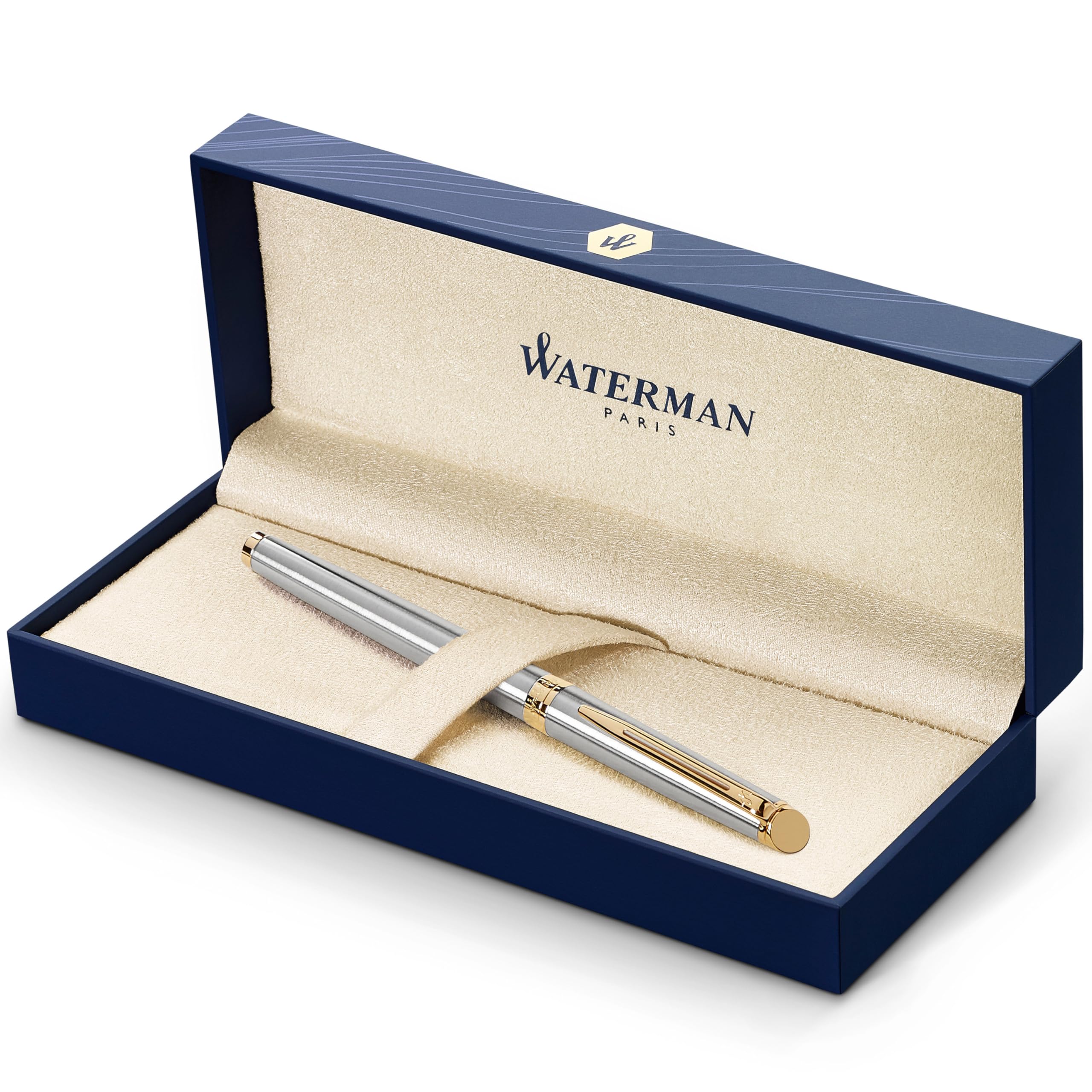 Waterman Hemisphere Essential Stainless Steel Gold Trim Fine Point